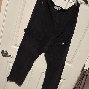 Anthropologie Dark Gray Cargo crop Pants for women size 6
